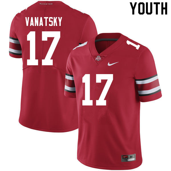 Ohio State Buckeyes Danny Vanatsky Youth #17 Scarlet Authentic Stitched College Football Jersey